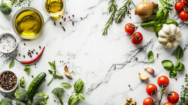 Ingredientes frescos sobre mesa